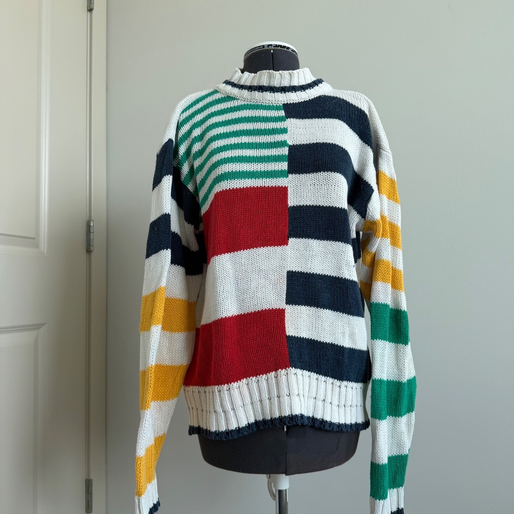Vintage‎ LizWear by Liz Claiborne Striped Preppy Cotton Turtleneck Sweater